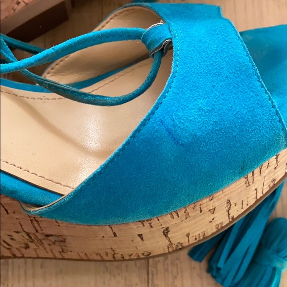 AS IS Ivanka trump suede ankle wrap wedges US 6 - Picture 6 of 7